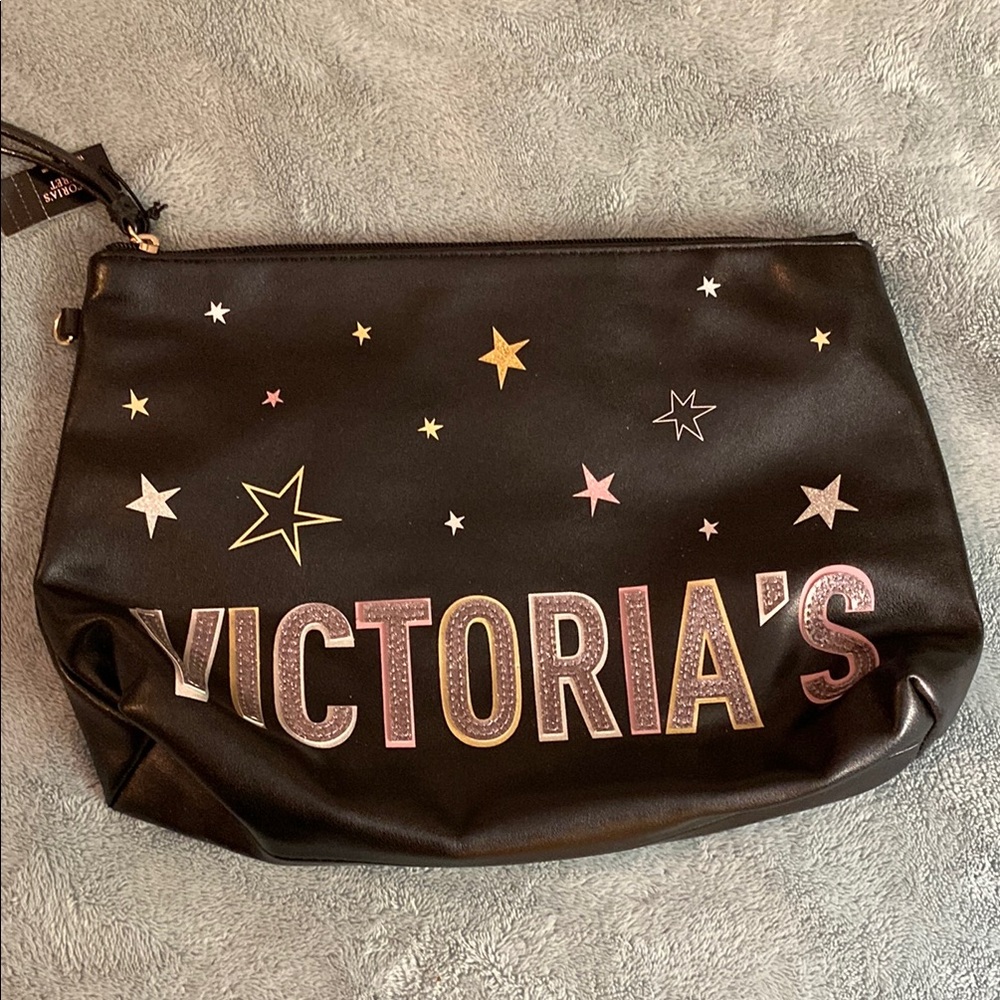Victoria's Secret Black Cosmetic Bag with Metallic Stars